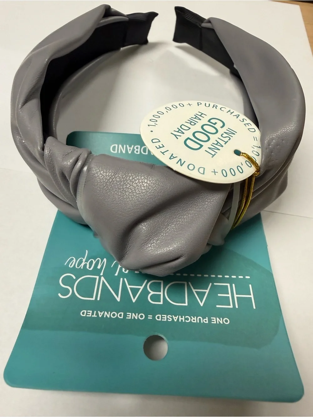 Brooklyn Gray Faux Leather Knotted Headband NWT Headbands of Hope